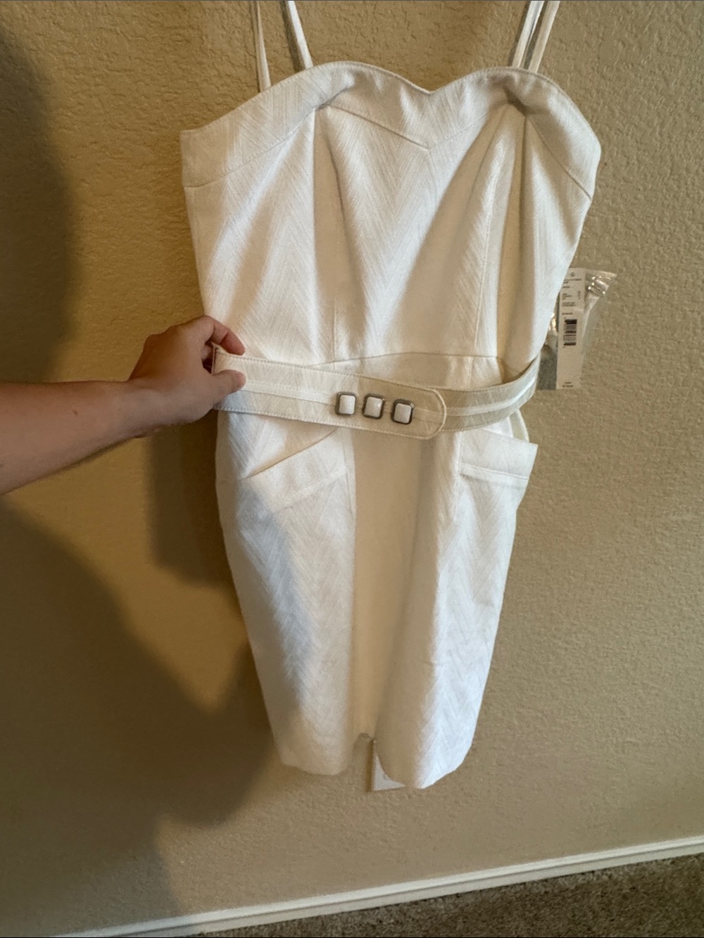 Gianni Bini White Strappy Belted Sheath Dress size 2